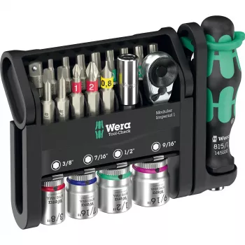 Sada Wera Tool-Check Modular Imperial mini ráčna, nástrčné klíče a bity, 21 dílů (05049001001)