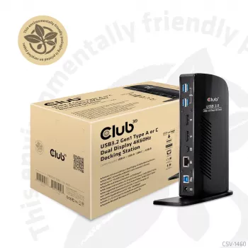 CLUB3D USB3.2 Gen1 Type-A nebo C Dual Display 4K60Hz dokovací stanice DisplayLink® certifikovaná