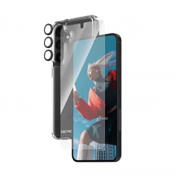 3-in-1 ochranný balíček PanzerGlass Samsung Galaxy S24 Ultra Wide Fit odolnost proti poškrábání a nárazu