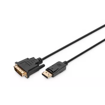 DIGITUS DisplayPort Adapter Cable, Dp - DVI (24+1) M/m, 2m W/interlock, Dp 1.1a Compatible, Ce Black