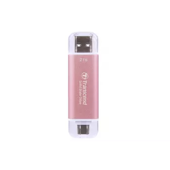 Přenosný SSD disk TRANSCEND ESD310P 2 TB, USB Type-A / USB Type-C, růžový