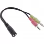 InLine audio adaptér pro headset, 2x 3,5mm samec na 3,5mm samice 4-pin, CTIA, 0,15m