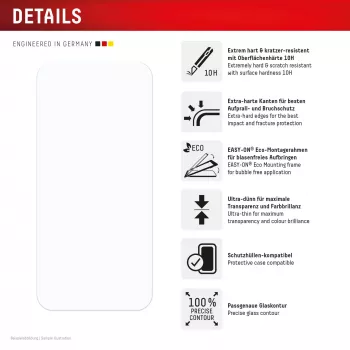 Displex Screen Protector + Case for Apple iPhone 16, Eco Mounting Frame, scratch resistant