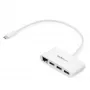 StarTech.com 3portový USB-C hub s Gigabit Ethernet - USB-C na 3x USB-A - USB 3.0 hub - bílý