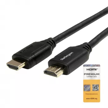 StarTech.com HDMM50CMP Premium vysokorychlostní HDMI 2.0 kabel s Ethernetem, 4K 60 Hz, HDR, HDMI (samec) na HDMI (samec), 0,5 m, černý