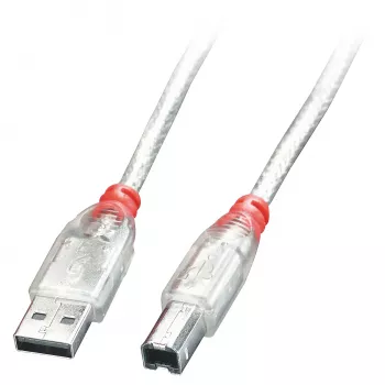 Lindy 5m USB 2.0 kabel - Type-A na B, průhledný