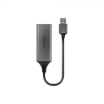 Lindy USB 3.0 Gigabit Ethernet konvertor, kabelový, USB, Ethernet, 5000 Mbit/s, stříbrný