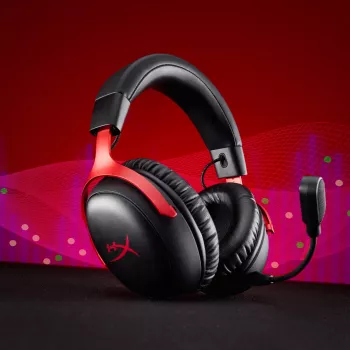 HyperX Cloud III S Wireless - Gaming Headset (Black-Red), Red, China, Circumaural, Closed, 115 mm, 210 mm