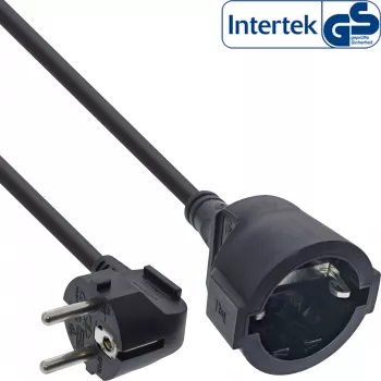 Prodlužovací napájecí kabel InLine typ F úhlový, černý, 20 m
