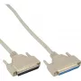 InLine sériový prodlužovací kabel, lisovaný DB37 samec/samice, přímý, šedý, 2 m