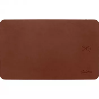 InLine podložka pod myš, bezdrátové nabíjení, 370x225x7mm, hnědá