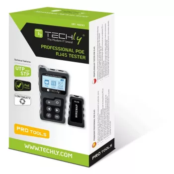 Tester síťových kabelů Techly I-CT PRO-POECK, PoE tester, černý, šedý
