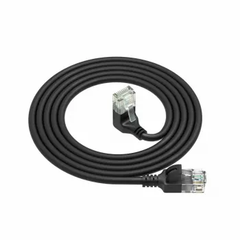 ACT černý 5 metrů U/UTP CAT6A LSZH Slimline patch kabel s konektory RJ45, 90° zalomený dolů na rovný