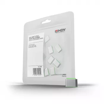 Blokátory portů USB Type-C Lindy (bez klíče) - balení 10 ks, zelené