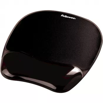 Podložka pod myš Fellowes Crystals Gel s gelovou opěrkou zápěstí, černá, 202×230 mm, 340 g