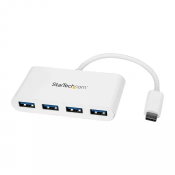 StarTech.com 4portový USB-C hub se 4x USB-A porty (USB 3.0 SuperSpeed 5Gbps) – napájený z USB sběrnice – přenosný/notebookový USB-C na USB-A adaptér hub – USB 3.1 Gen 1/USB 3.2 Gen 1 Type-C hub – bílý