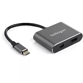 StarTech.com USB-C multiportový video adaptér – 4K 60Hz USB-C na HDMI 2.0 nebo Mini DisplayPort 1.2 monitorový adaptér – USB Type-C 2v1 display konvertor HDMI/MDP HBR2 HDR – kompatibilní s TB3