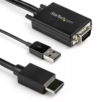 StarTech.com 2m VGA na HDMI konvertorový kabel s podporou USB audia a napájením – analogově-digitální video adaptér pro připojení VGA PC k HDMI displeji – 1080p monitorový kabel samec-samec