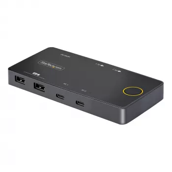 StarTech.com 2portový USB-C KVM switch, jeden 4K 60Hz HDMI monitor, dva 100W Power Delivery průchozí porty, napájený z sběrnice, kompatibilní s USB Type-C/USB4/Thunderbolt 3/4 – Small Form Factor