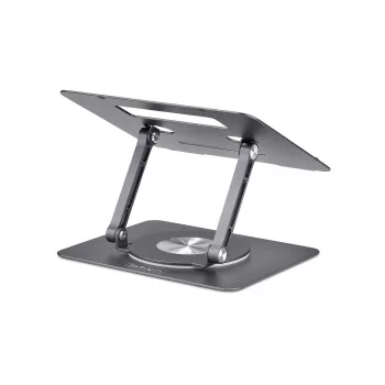 StarTech.com otočný stojan na notebook, 360° otočný, ergonomický podstavec na stůl pro počítač, zvýšená deska s nastavitelným náklonem, max. 5 kg, hliníkové provedení, přenosný design