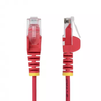 StarTech.com 5m červený slim CAT6 Ethernet kabel, snagless, 100W PoE, UTP, LSZH, 28AWG čistá holá měď, slim RJ45 síťový patch kabel s odlehčením tahu, jednotlivě testovaný