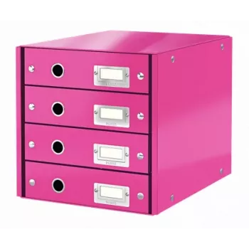 Zásuvkový box Leitz Click & Store WOW (4 zásuvky), růžový, karton, 2,49 kg