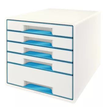 Zásuvkový box Leitz WOW Cube 5 zásuvek, plast, modrý, bílý, 1 ks, 287 mm, 270 mm