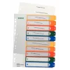 LEITZ Plastic Index, Numbers, A4 Extra Wide, 1-10, PC-Writable, Transparent with Coloured Tabs, PP, 10-Part (1293-00-00)