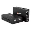 Lindy 100m 2 Port USB 2.0 Cat. 6 Extender, AV transmitter & receiver, 100 m, Wired, Black