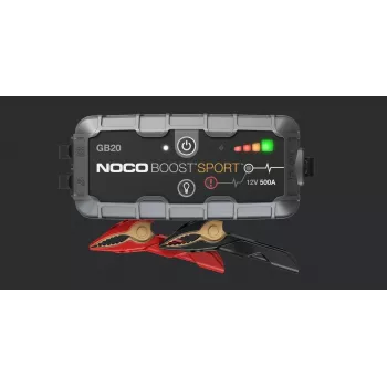 Startovací zařízení NOCO GB20 500A lithium-iontové, 24Wh, IP65, 1x USB 5V/2.1A, vestavěná svítilna, pro benzínové motory do 4L