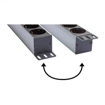 Good Connections prodlužovací zásuvkový blok 19 - 1HE - vidlice Schutzkontakt na 8x zásuvka Schutzkontakt - s vypínačem - dětská pojistka - plastový profil - černý
