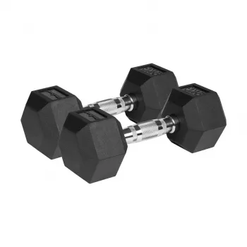 Pogumované litinové jednoručky HEX 2x9 kg REBEL ACTIVE