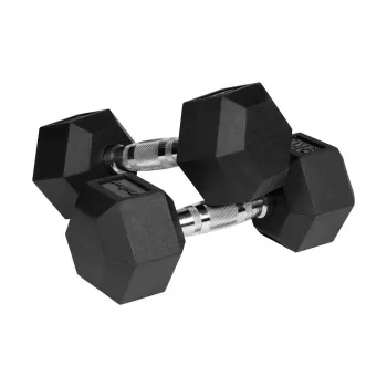 Pogumované litinové jednoručky HEX 2x9 kg REBEL ACTIVE