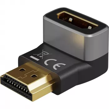 HDMI úhlový adaptér Goobay 72011 270° vertikální, 8K @ 60 Hz, pozlacený, černý, stříbrný | Goobay