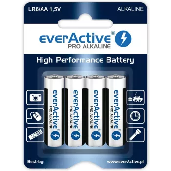 Jednorázová alkalická baterie everActive AA 1,5 V LR64BLPA, balení 4 ks