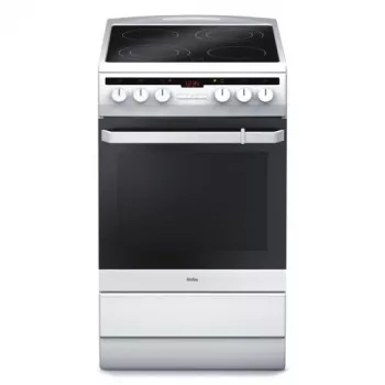 Amica 58CE3.315HTaQW elektrický sporák, sklokeramická varná deska, 4 zóny, trouba 65 l, 50 cm, bílý