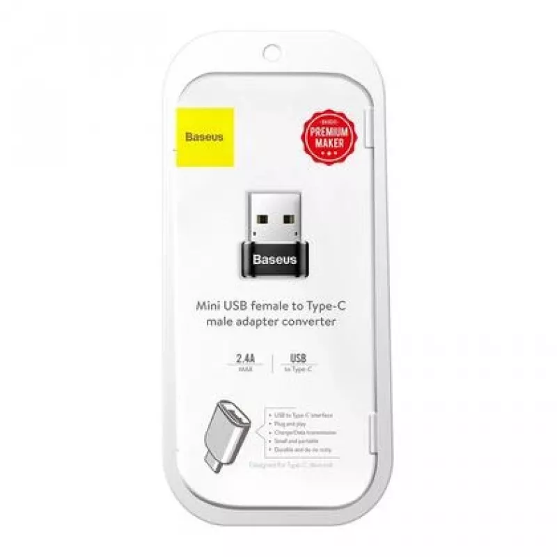 Adaptér Baseus USB samec na Type-C samice konvertor černý