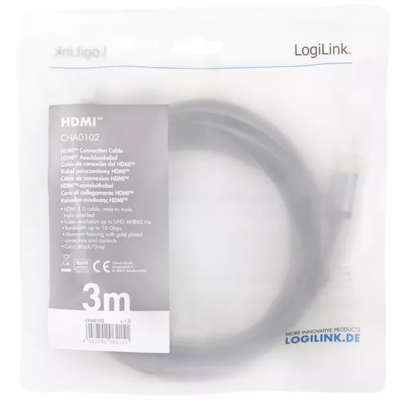 HDMI kabel LogiLink CHA0102 3 m