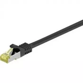Wentronic Goobay Cat.7 surový kabel patch kabel, S/FTP (PiMF), černý, 0,5 m – LSZH bez halogenů, měď, RJ45 zástrčka (91581)