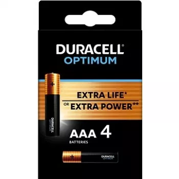 Duracell OPTIMUM AAA alkalické baterie 4 ks – dlouhotrvající energie pro malá zařízení