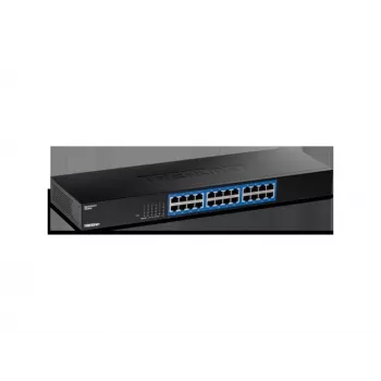 TRENDnet 24portový gigabitový switch, TEG-S25, 24 x gigabitové porty RJ-45, přepínací kapacita 48 Gbit/s, bez ventilátoru, kovová skříň, interní napájení