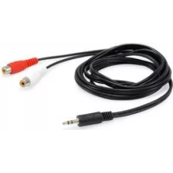 Audio kabel Equip 147093, 2 x RCA zásuvka na 3,5 mm samec, 2,5 m, černý
