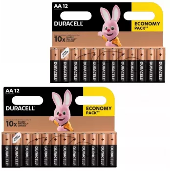 Duracell alkalické baterie AA (LR6) balení — 24 článků, jednorázové