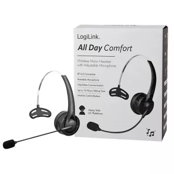 LogiLink BT0075 Bluetooth 6.0 mono headset s flexibilním mikrofonem, černý