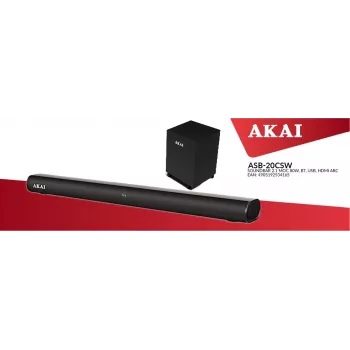 AKAI Soundbar ASB-20CSW 2.1 80W bezdrátový subwoofer Bluetooth 5.0 HDMI ARC
