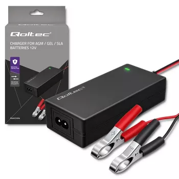 Automatická nabíječka baterií Qoltec AGM GEL STD 12V 4A 48W LED kabel 1,8 m