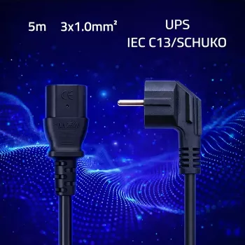 QOLTEC napájecí kabel SCHUKO CEE úhlová zástrčka IEC C13 5m černý
