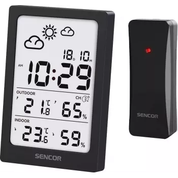 SENCOR multifunkční meteostanice SWS 2300 B - rádiové hodiny, vnitřní/vnější teplota a vlhkost, bezdrátový senzor