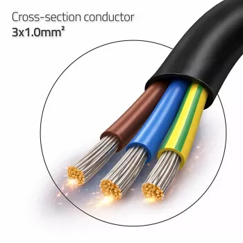 QOLTEC napájecí kabel SCHUKO CEE Cu odizolovaný a pocínovaný 1,5m černý