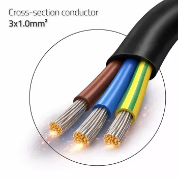 QOLTEC napájecí kabel SCHUKO CEE úhlová zástrčka Cu odizolovaný 1,5m černý
